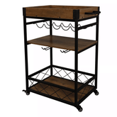 Bar service trolley, vintage wood and metal