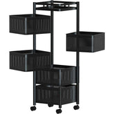 5 Tier Steel Square Rotating Kitchen Cart Multifunctional Shelves