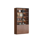 LIVARA 100cm Double Door Cabinet - Tempered Glass Display with Dual Storage Compartments for Living Room - Walnut
