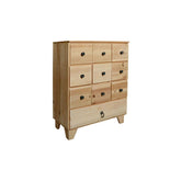 LIVARA 10 Drawer Solid Wood Storage Cabinet Organizer for Bedroom Living Room Entryway - Natural Wood