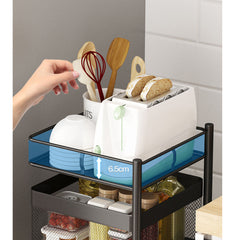 5 Tier Steel Square Rotating Kitchen Cart Multifunctional Shelves