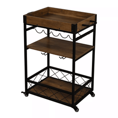 Bar service trolley, vintage wood and metal