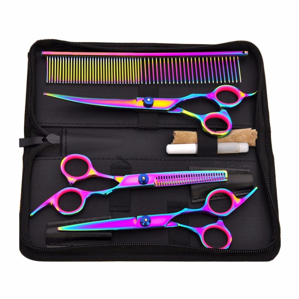 Dog grooming scissors colorful pet trimming scissors set