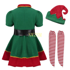 Green Elf Girls Christmas Costume for Festive Fun