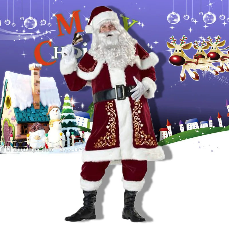 Elegant Christmas Santa Claus Couple Costume Set