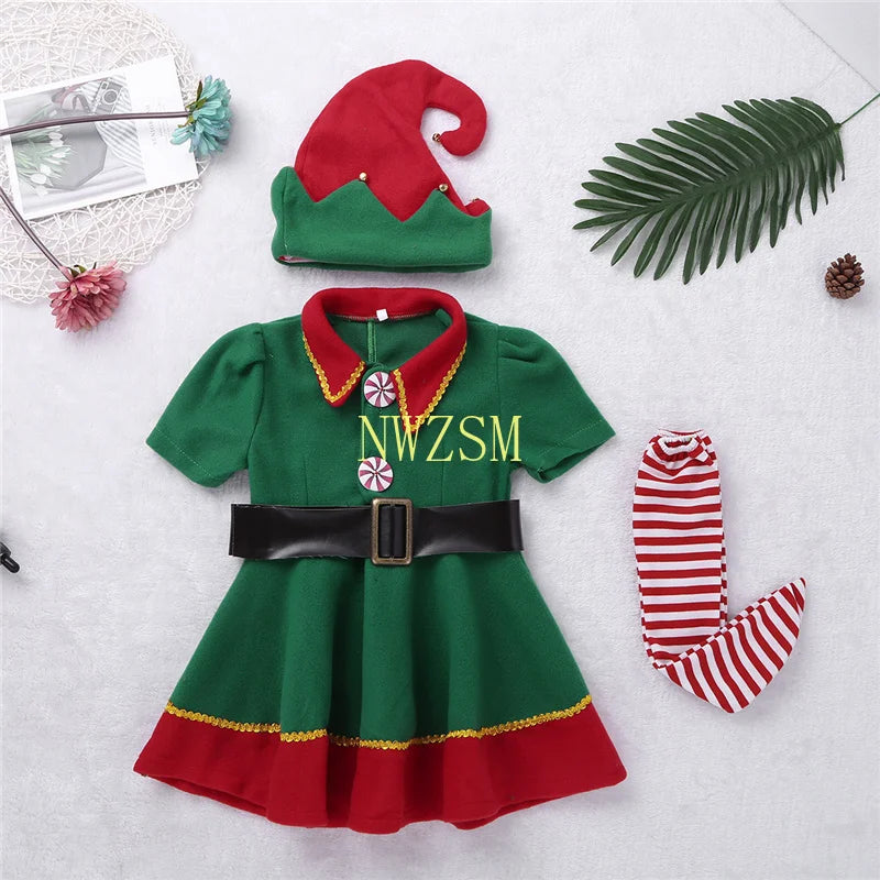 Green Elf Girls Christmas Costume for Festive Fun