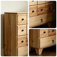 LIVARA 10 Drawer Solid Wood Storage Cabinet Organizer for Bedroom Living Room Entryway - Natural Wood