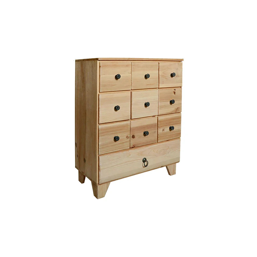 LIVARA 10 Drawer Solid Wood Storage Cabinet Organizer for Bedroom Living Room Entryway - Natural Wood