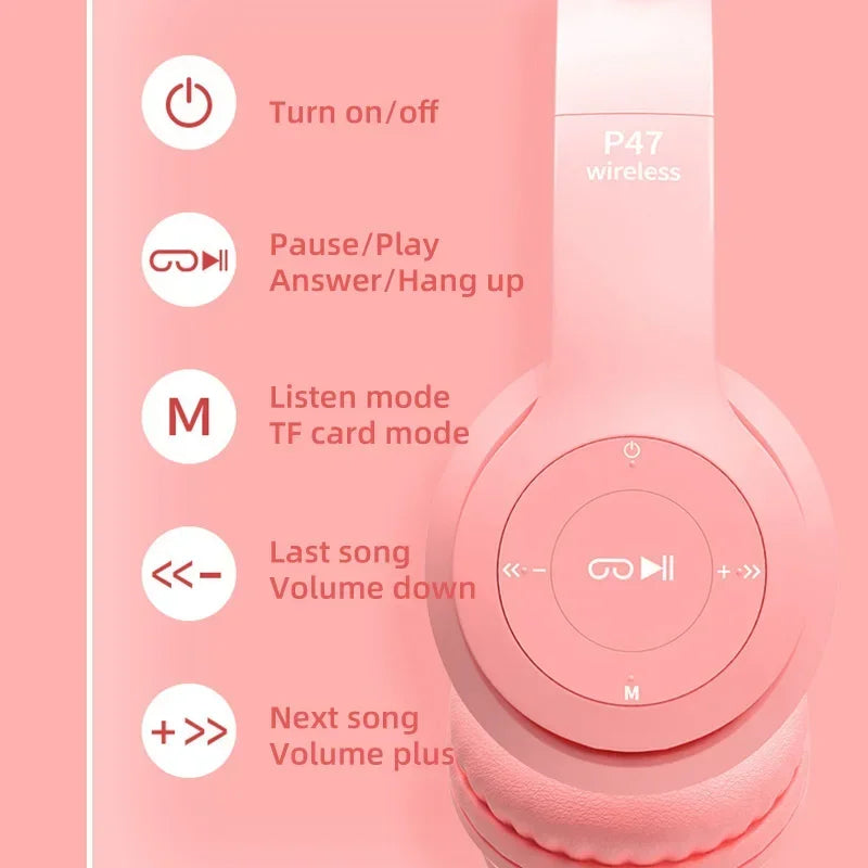 Cat Ear Bluetooth Headphones with Mic