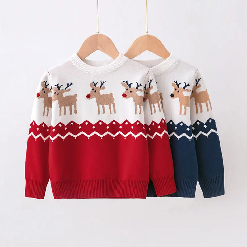 Warm Cartoon Christmas Sweaters for Kids