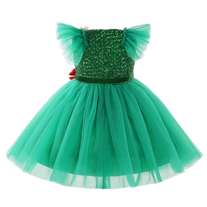 Girls Christmas Santa Tutu Dress Kids Cosplay Outfit