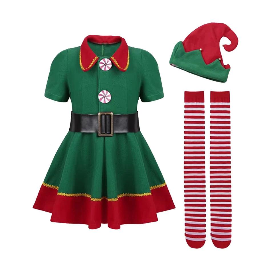 Kids Christmas Santa Claus Costume Dress for Parties