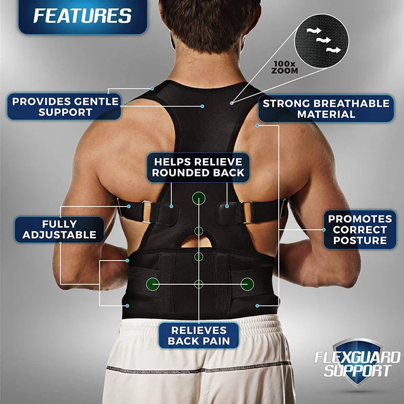 Magnetic therapy posture corrector belt