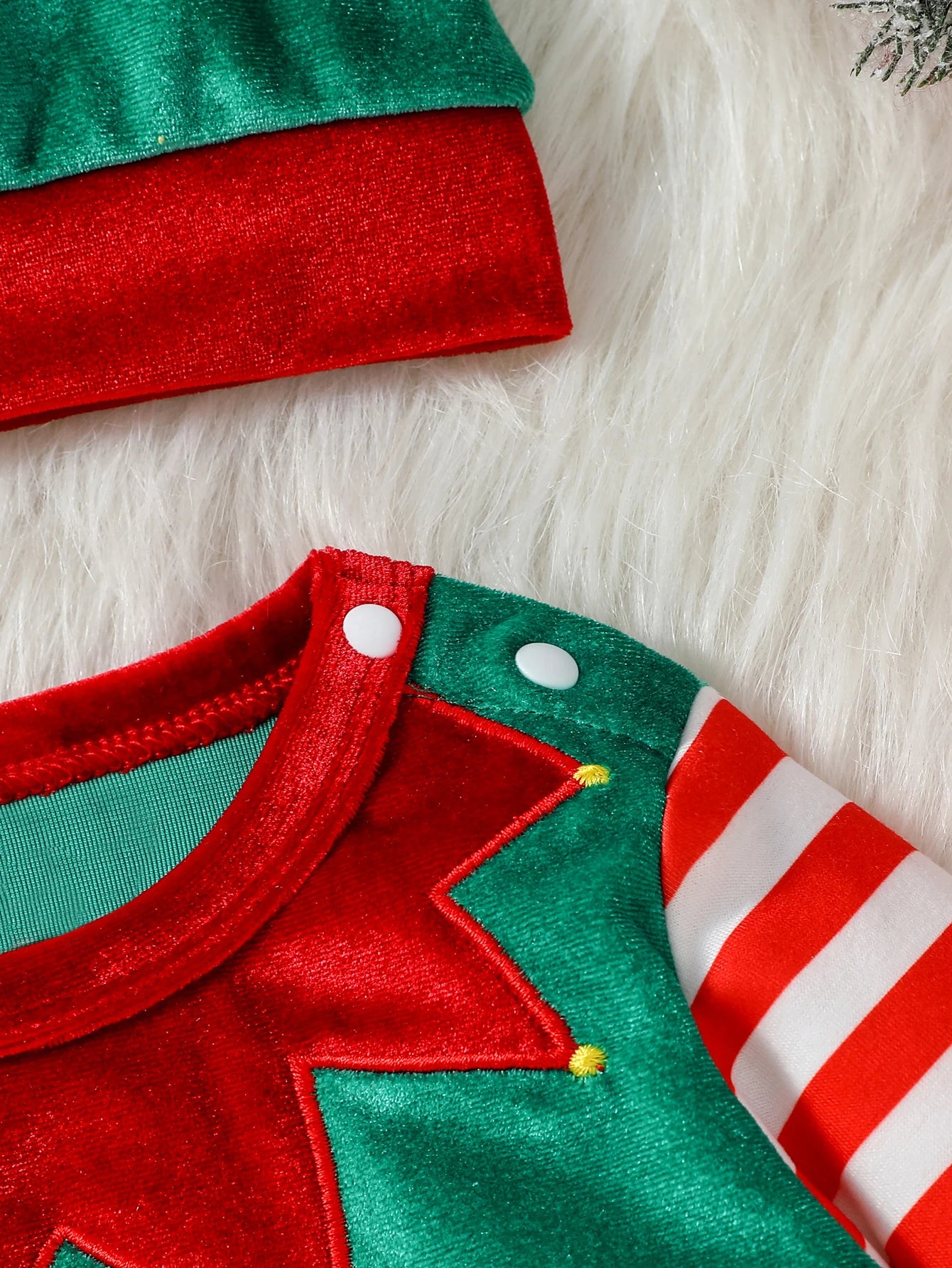 Christmas Striped Baby Jumpsuit with Hat