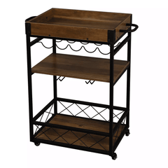 Bar service trolley, vintage wood and metal