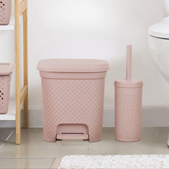 Braided Design Peddle Bin & Toilet Brush Set