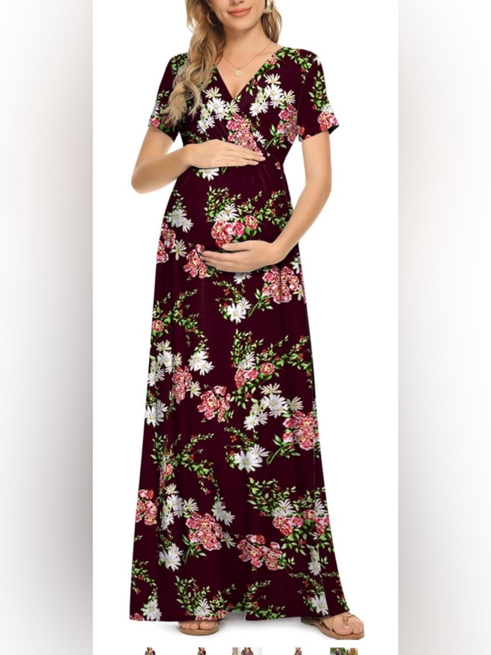 Xpenyo Maternity Maxi Dress Women Casual Wrap Long Baby Shower Pregnancy Dresses