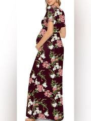 Xpenyo Maternity Maxi Dress Women Casual Wrap Long Baby Shower Pregnancy Dresses