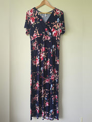 Xpenyo Navy Floral Wrap Maxi Dress Size XL