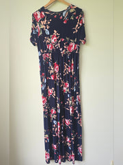 Xpenyo Navy Floral Wrap Maxi Dress Size XL