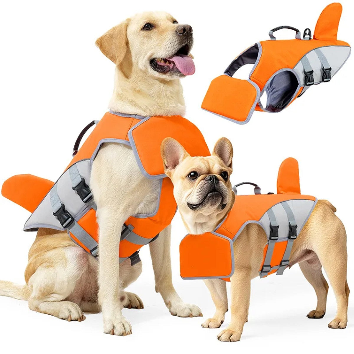 Shark Fin Dog Life Jacket –Adjustable Pet Swimming Safety Vest