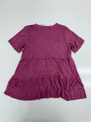 Xpenyo Purple Ruffle Bottom Short Sleeve Shirt WOmens Size Medium